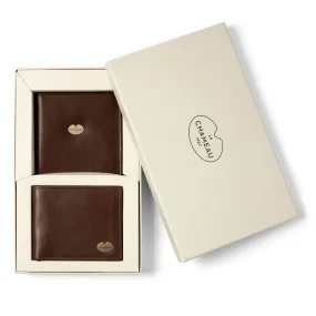 LE CHAMEAU Licence Holder & Bifold Wallet Gift Set - Marron Fonce