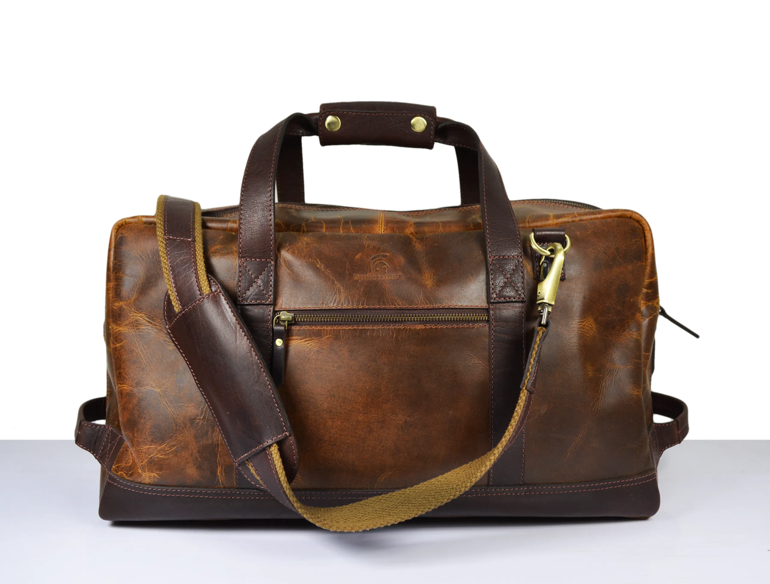 Leather Duffle Bag -  Pecan Brown