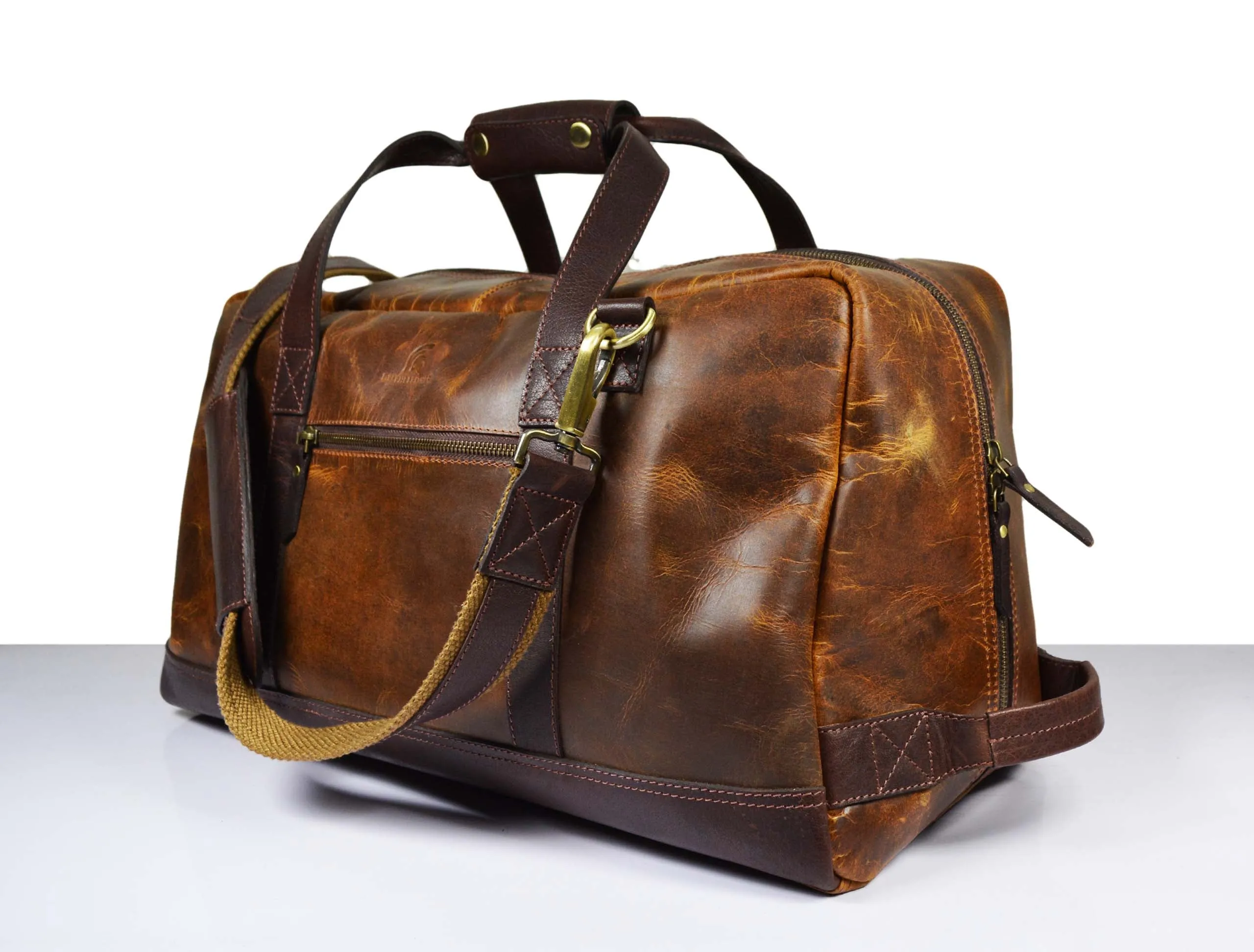 Leather Duffle Bag -  Pecan Brown