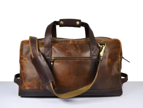 Leather Duffle Bag -  Pecan Brown