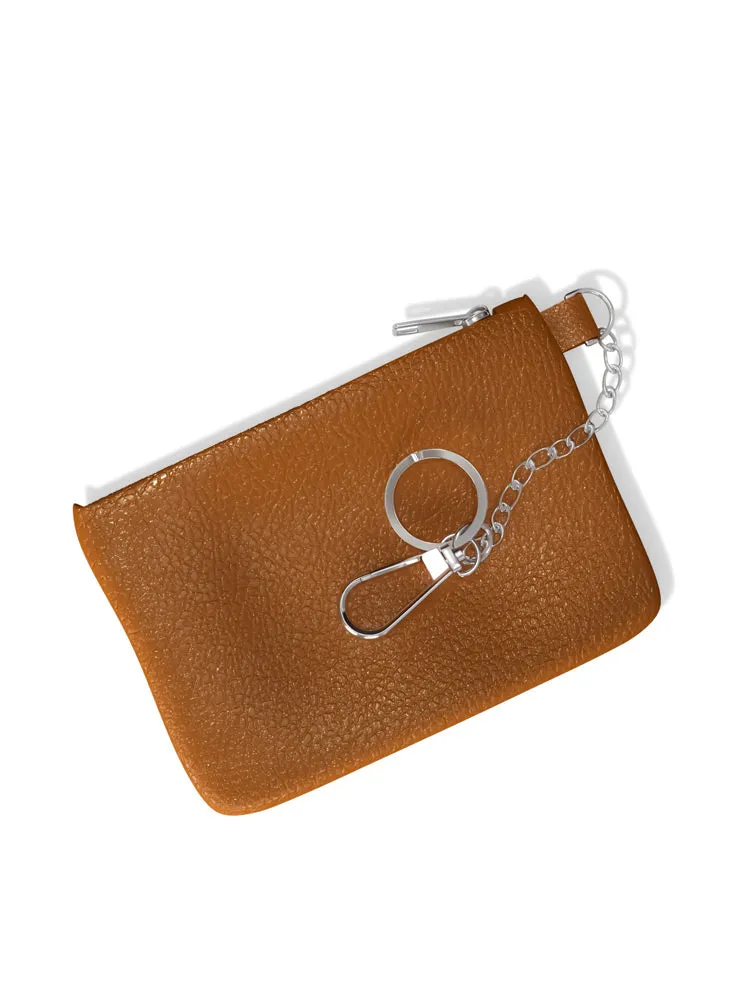 Leather Keychain Wallet with Zipper