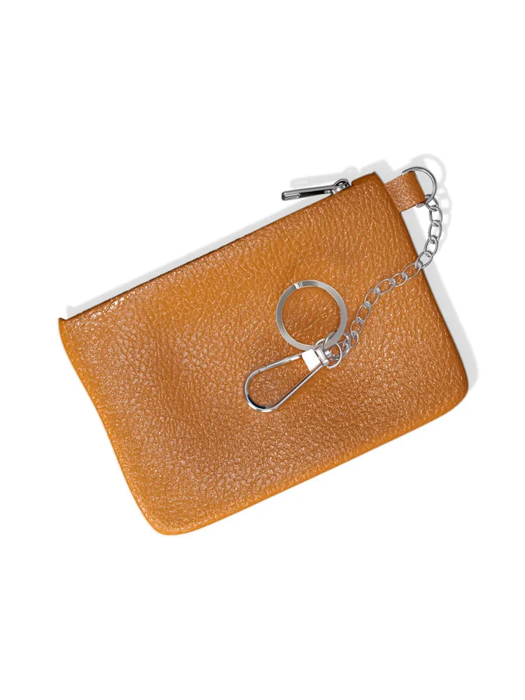 Leather Keychain Wallet with Zipper