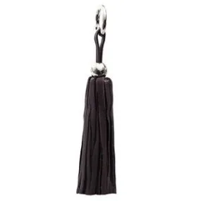 Leather Tassel - Silver/Chocolate