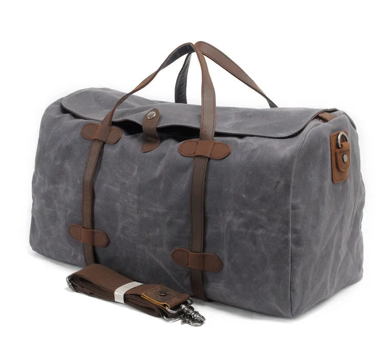 Leisure Waxed Leather Canvas Large Storage Traveling Duffle Bag 2023