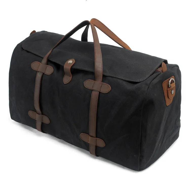 Leisure Waxed Leather Canvas Large Storage Traveling Duffle Bag 2023