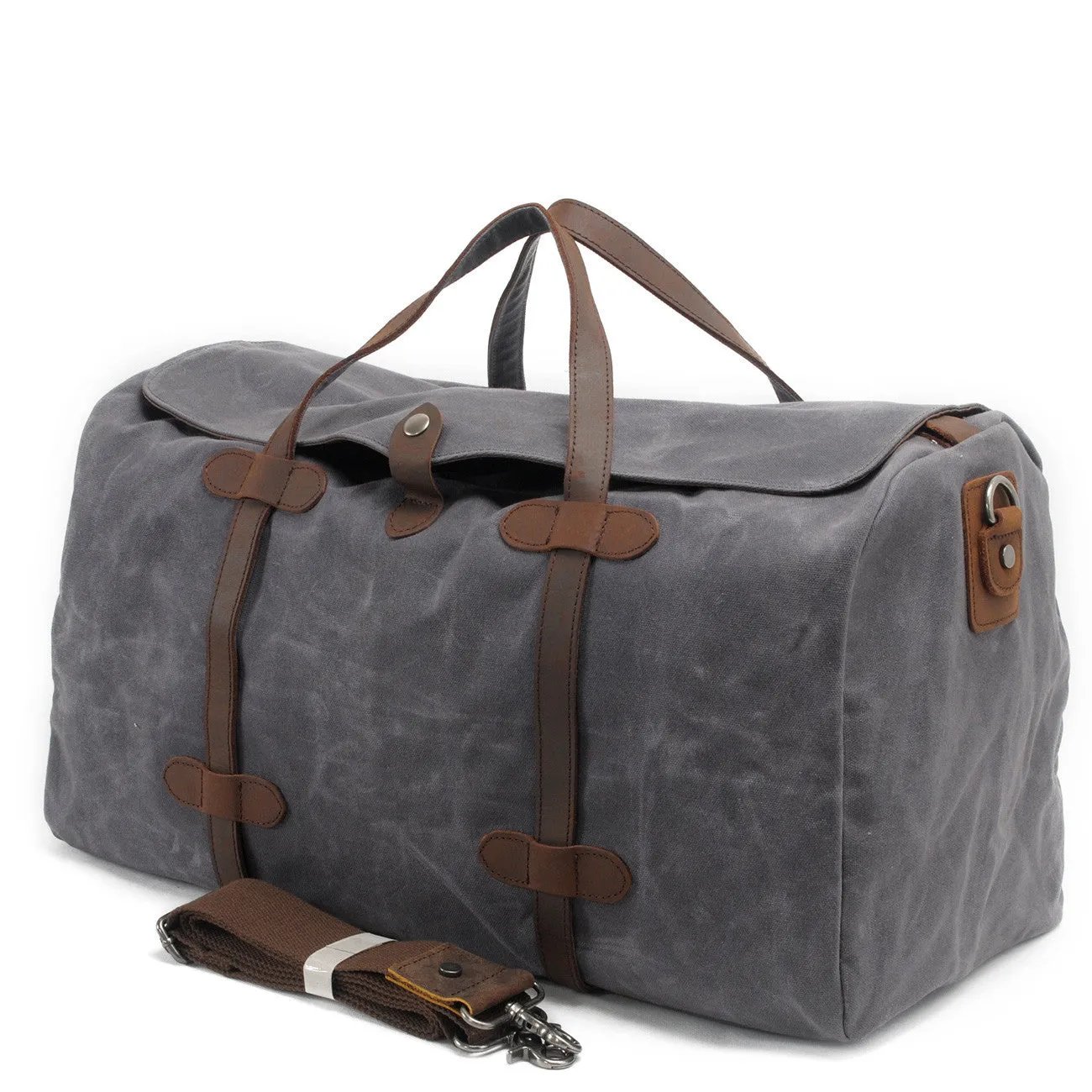 Leisure Waxed Leather Canvas Large Storage Traveling Duffle Bag 2023