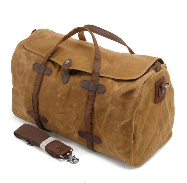 Leisure Waxed Leather Canvas Large Storage Traveling Duffle Bag 2023