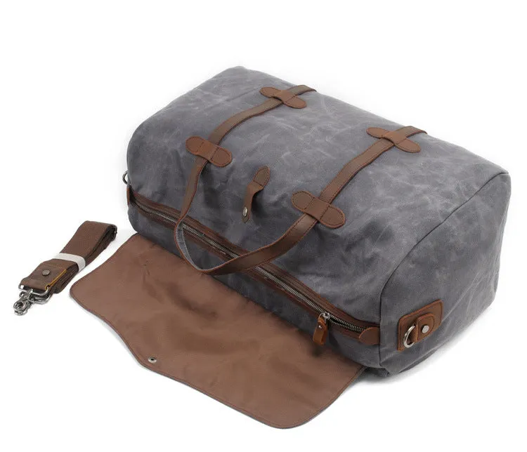 Leisure Waxed Leather Canvas Large Storage Traveling Duffle Bag 2023