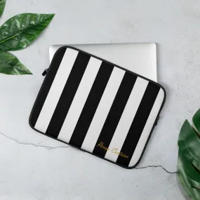 Lindy Mark Stripe Print Black & White Laptop Sleeve | Pinup Couture Relaxed