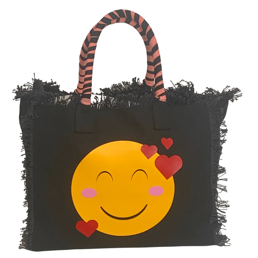 LOVE Emoji Shoulder Tote - Tulle - Black