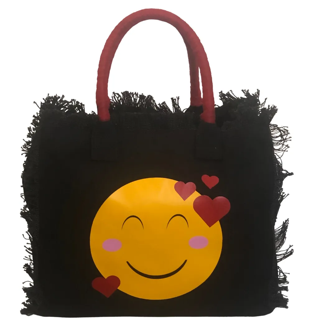 LOVE Emoji Shoulder Tote - Tulle - Black