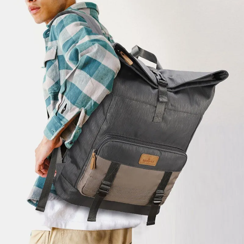 Men Canvas Waterproof Large Capacity Backpack Casual 15.6 Inch Laptop Bag Travel