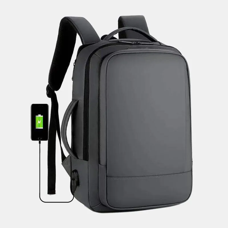 Men Oxford 15.6 Inch USB Charging Multi-pocket Business Laptop Bag Backpack