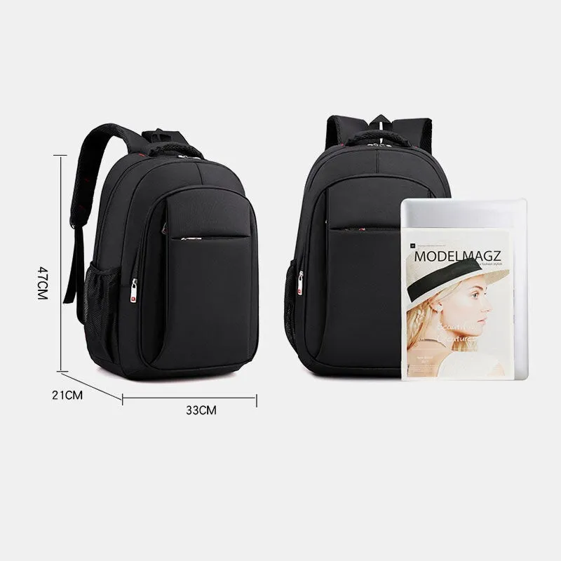 Men Oxford Breathable Shoulder Strap Design 15.6 Inch Laptop Bag Multi-pocket Wear-resistant Lightweight Backpack