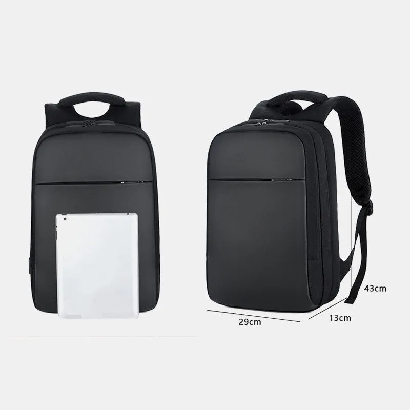 Men Polyester 15.6 Inch USB Charging Waterproof Business Laptop Bag Backpack