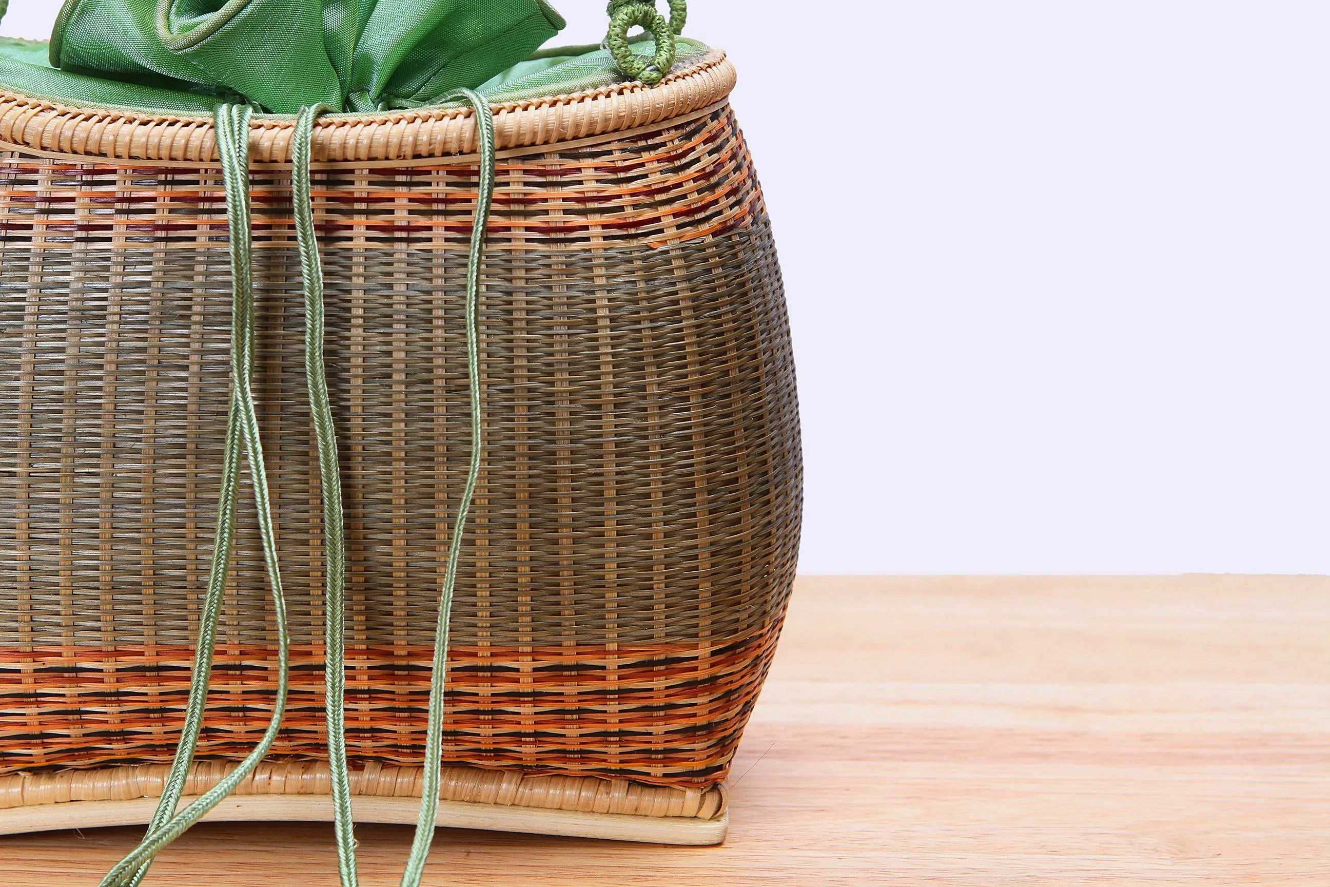 Mini Bamboo Wicker Handbag (Green)