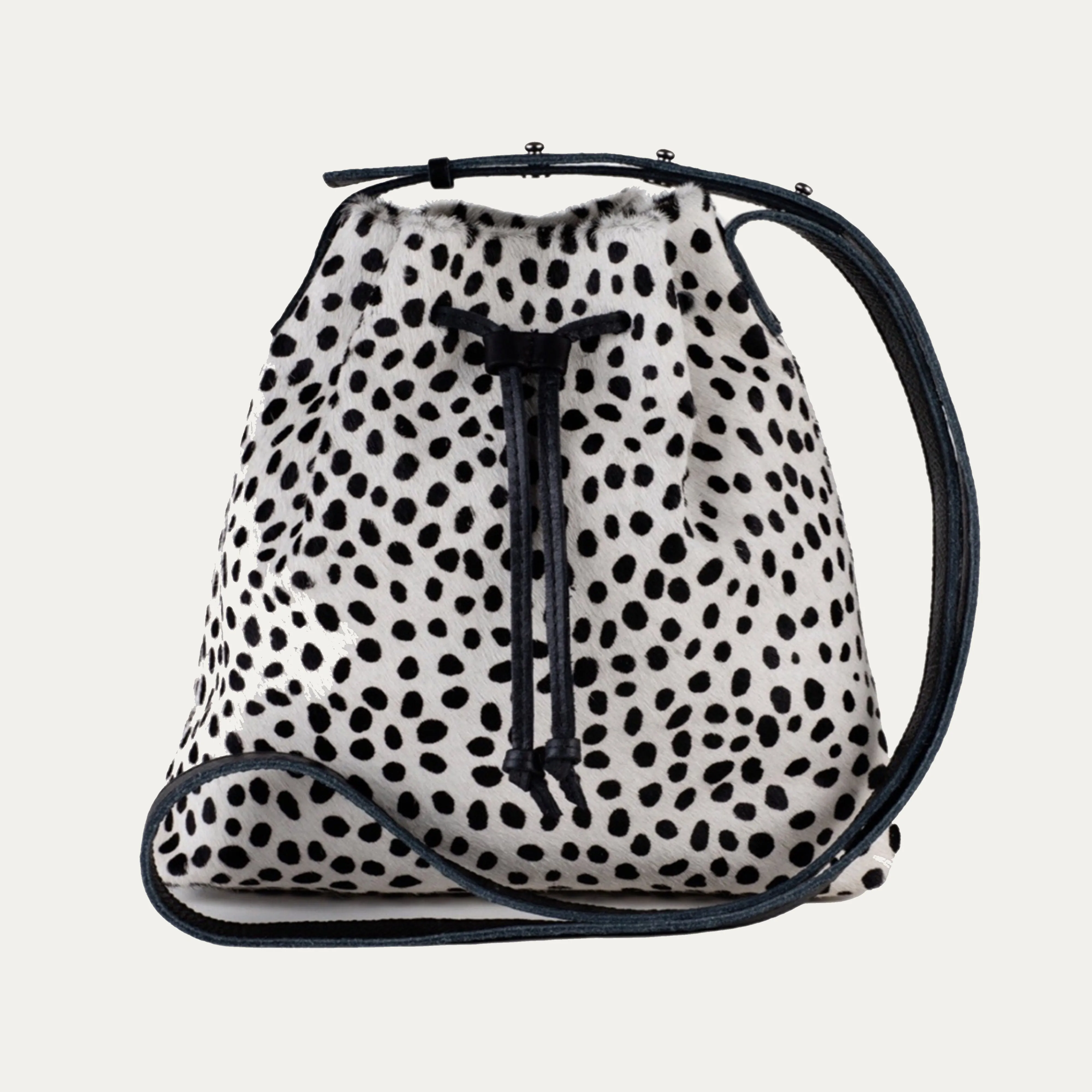 Mini Crossbody Tote | Black and White Cheetah   Silver Hardware