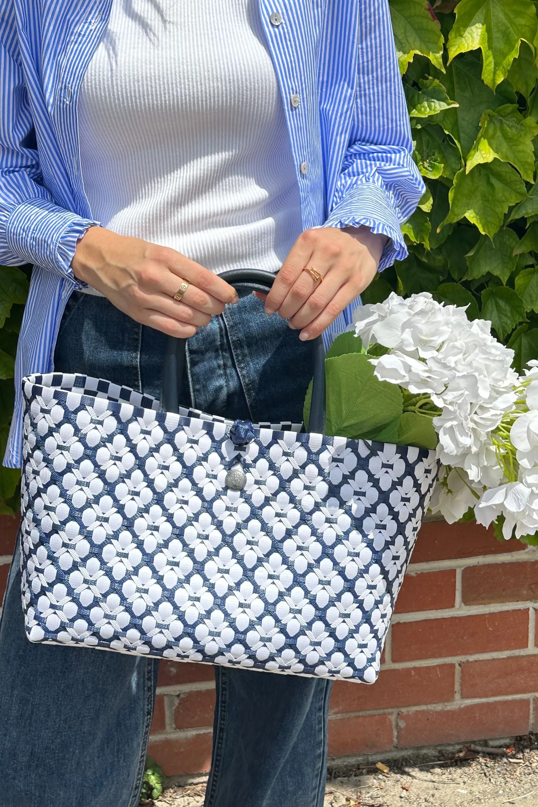 Mini Motif Bag | Navy & White