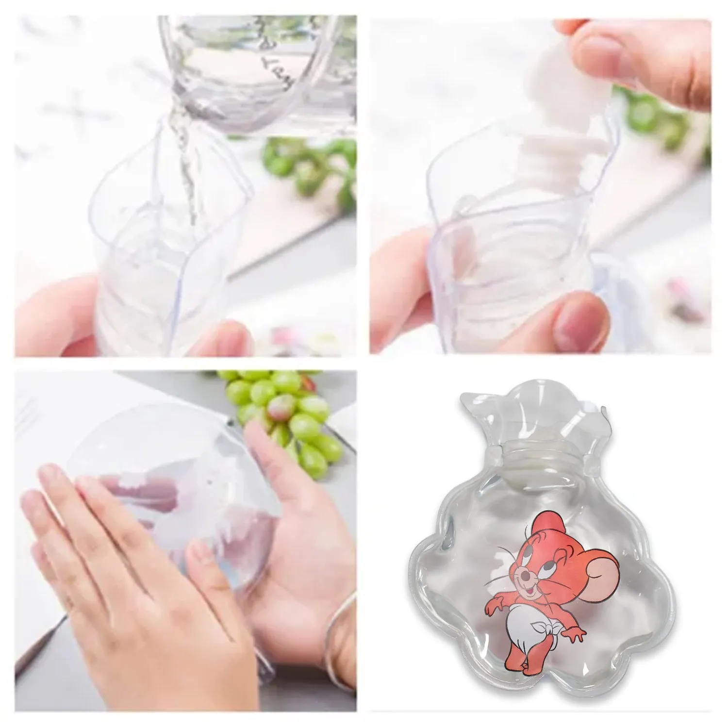 MIX TRANSPARENT MULTI DESIGN SMALL HOT WATER BAG WITH COVER FOR PAIN RELIEF, NECK, SHOULDER PAIN AND HAND, FEET WARMER, MENSTRUAL CRAMPS.