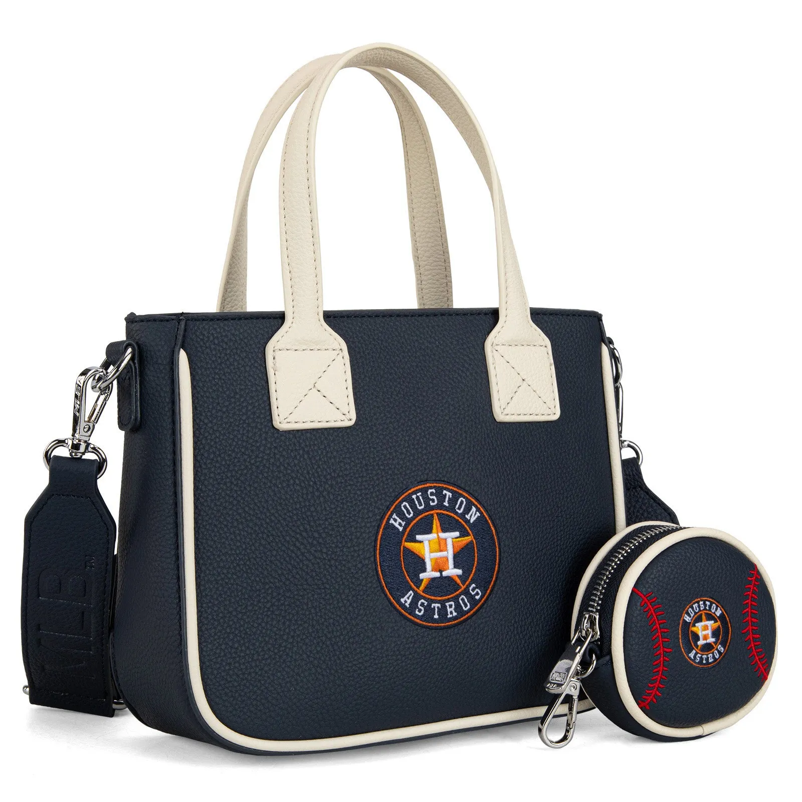 MLB-HA103 MLB Houston Astros Team Tote/Crossbody with Baseball Coin Pouch