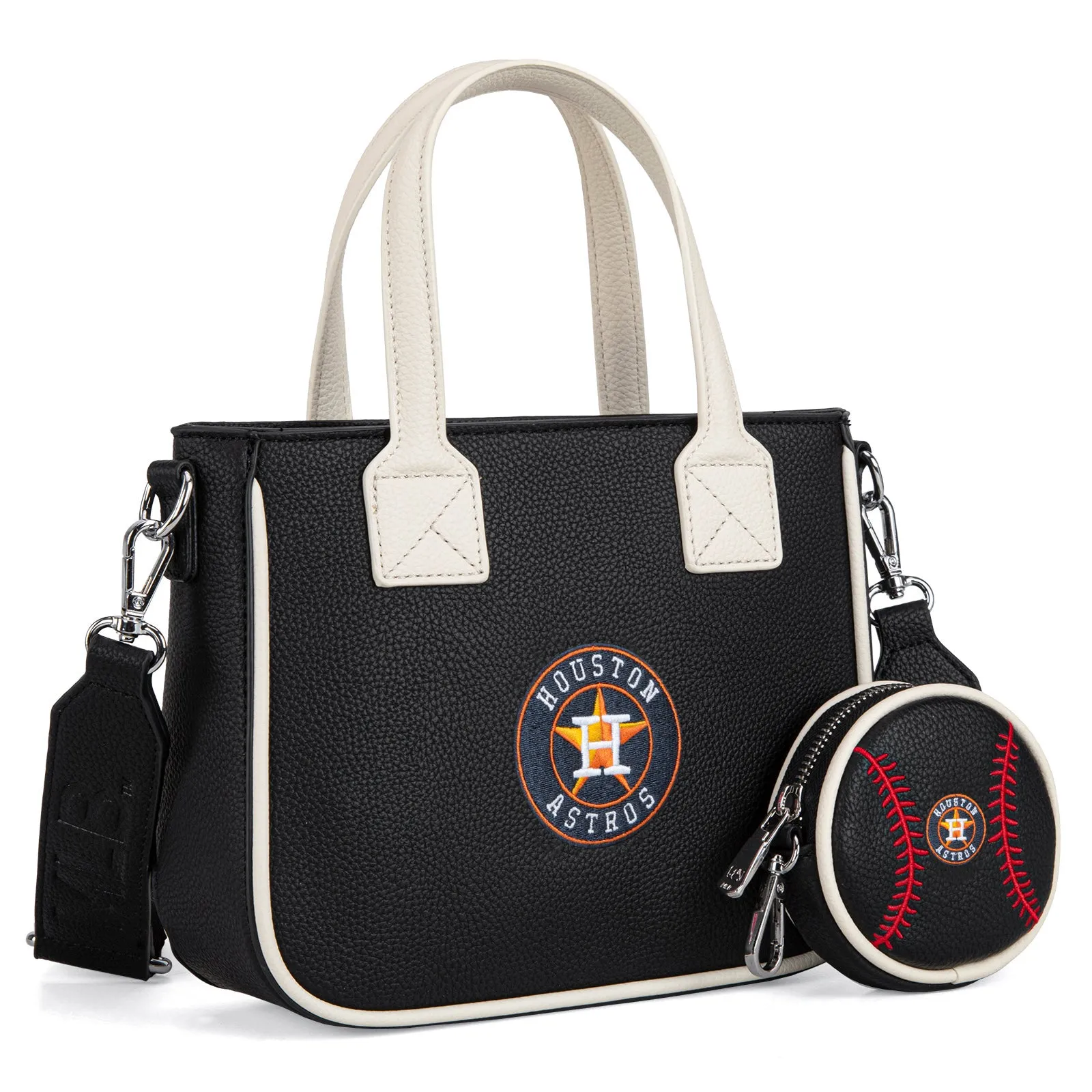 MLB-HA103 MLB Houston Astros Team Tote/Crossbody with Baseball Coin Pouch