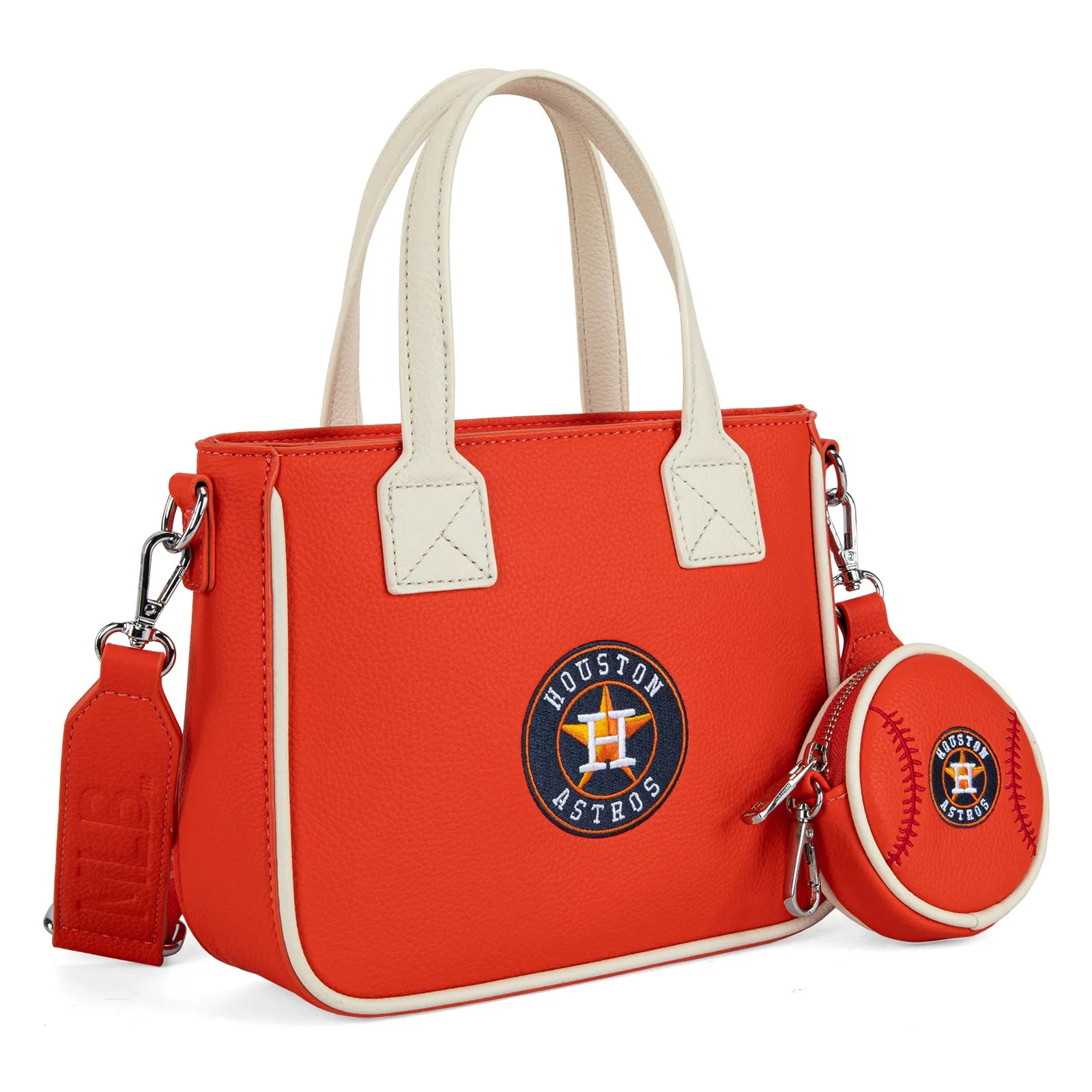 MLB-HA103 MLB Houston Astros Team Tote/Crossbody with Baseball Coin Pouch