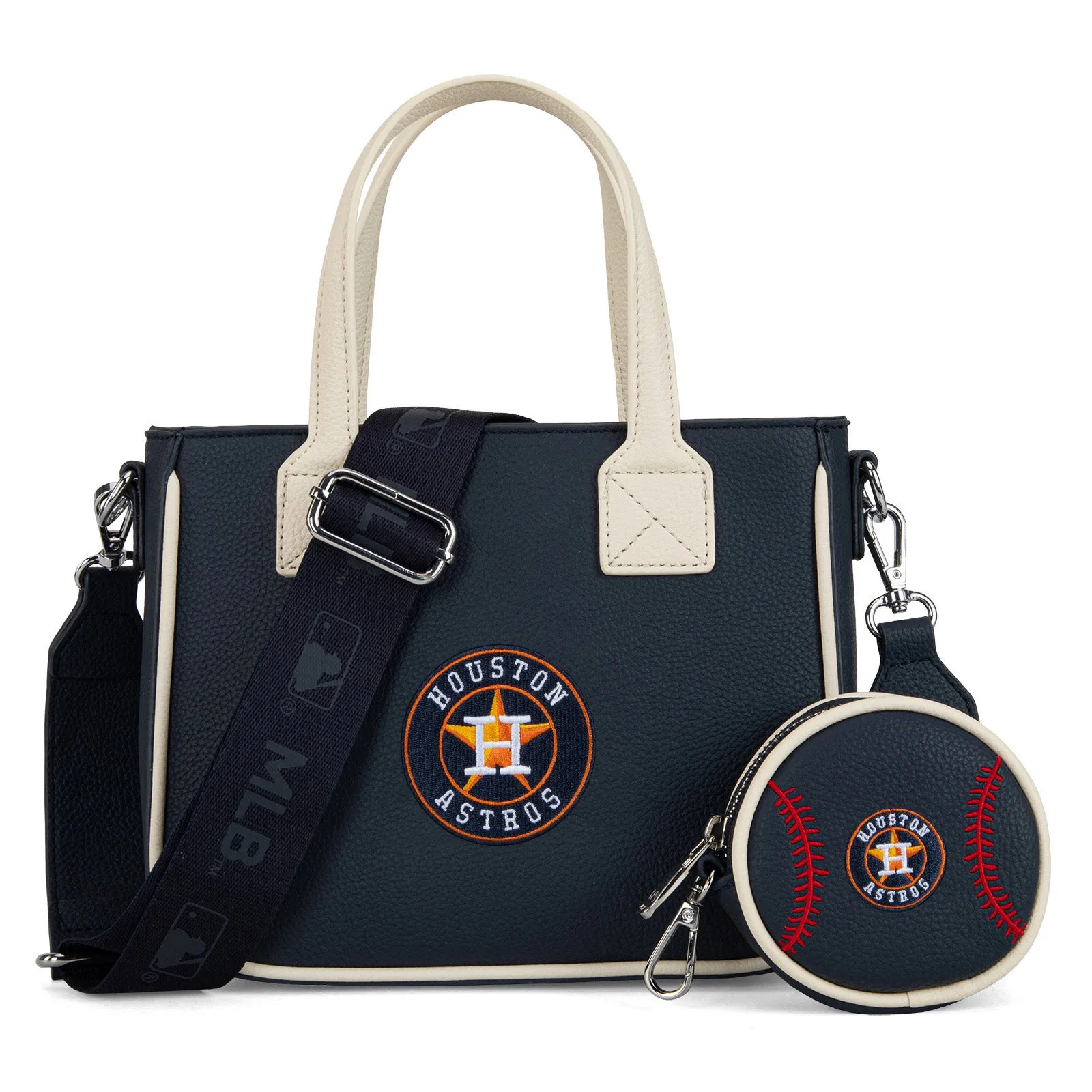 MLB-HA103 MLB Houston Astros Team Tote/Crossbody with Baseball Coin Pouch