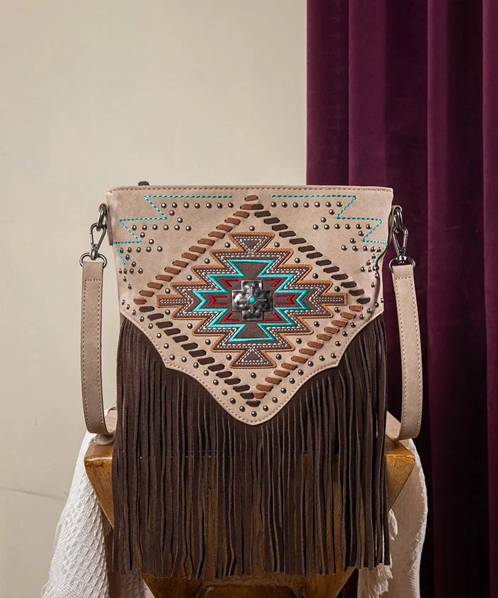 Montana West Aztec Fringe Concealed Carry Handbag Set