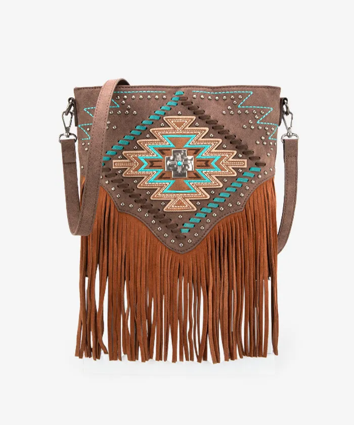 Montana West Aztec Fringe Concealed Carry Handbag Set