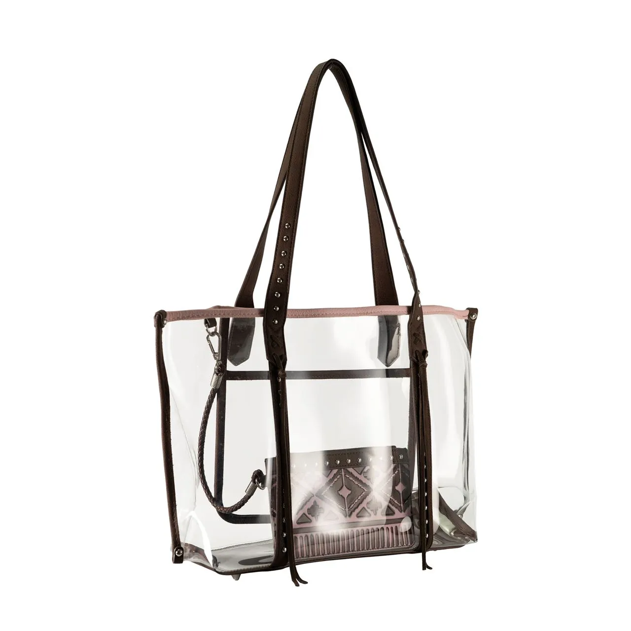 Montana West Aztec PVC Embossed Clear Tote Bag