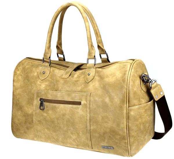 Montana West Buckle Collection Duffle Bag- Tan