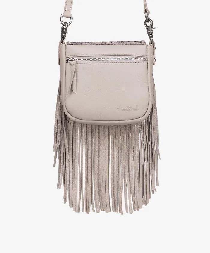 Montana West Genuine Leather Floral Fringe Crossbody