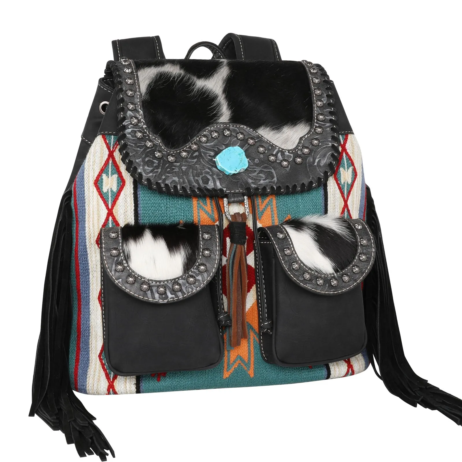 MW1215-9110 Montana West Hair-On Cowhide Collection Aztec Tapestry Backpack