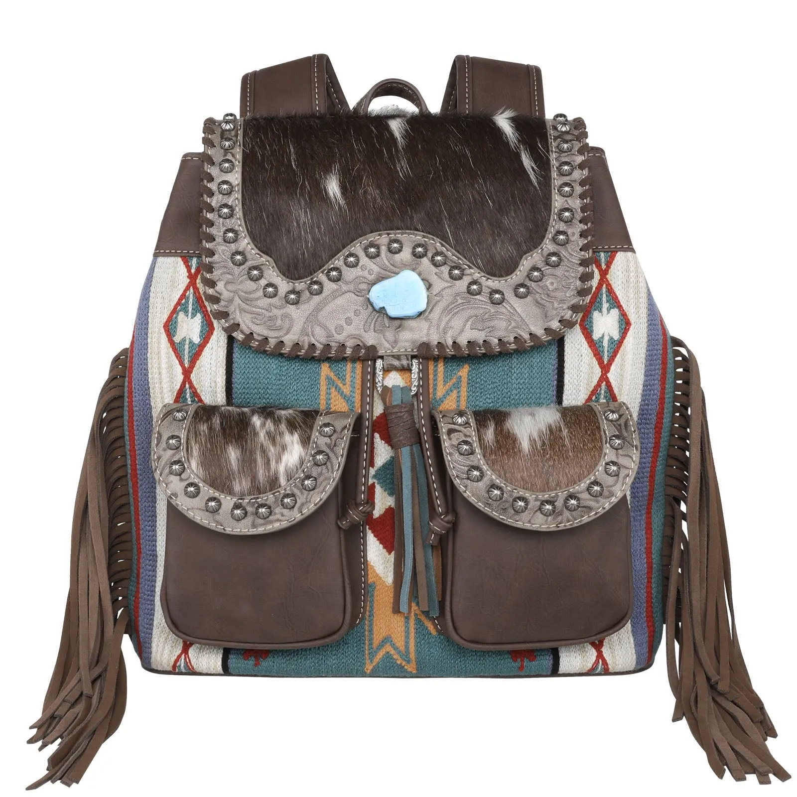 MW1215-9110 Montana West Hair-On Cowhide Collection Aztec Tapestry Backpack