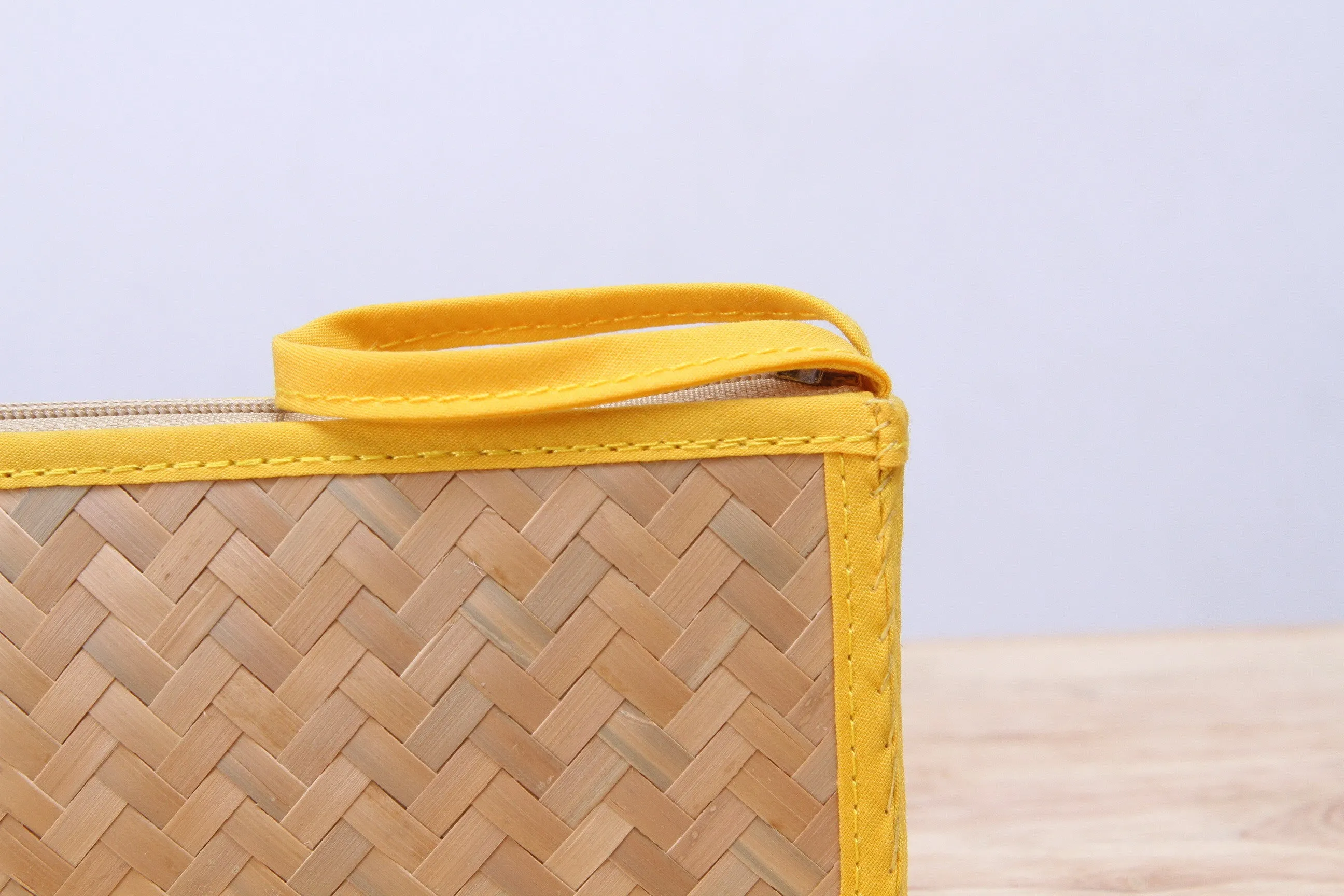 Nattira - Reed Woven Pencil Bag (Yellow)