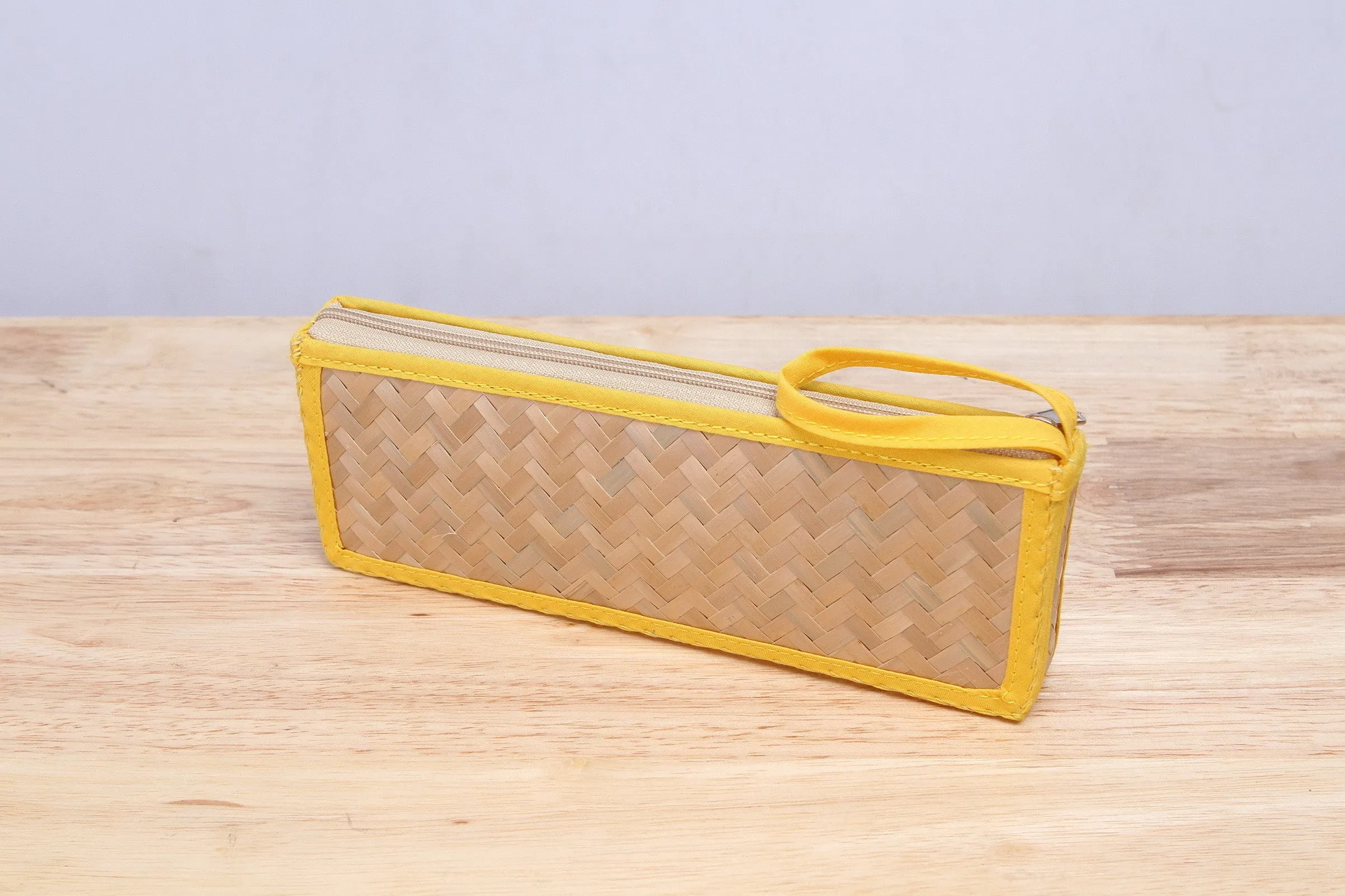 Nattira - Reed Woven Pencil Bag (Yellow)