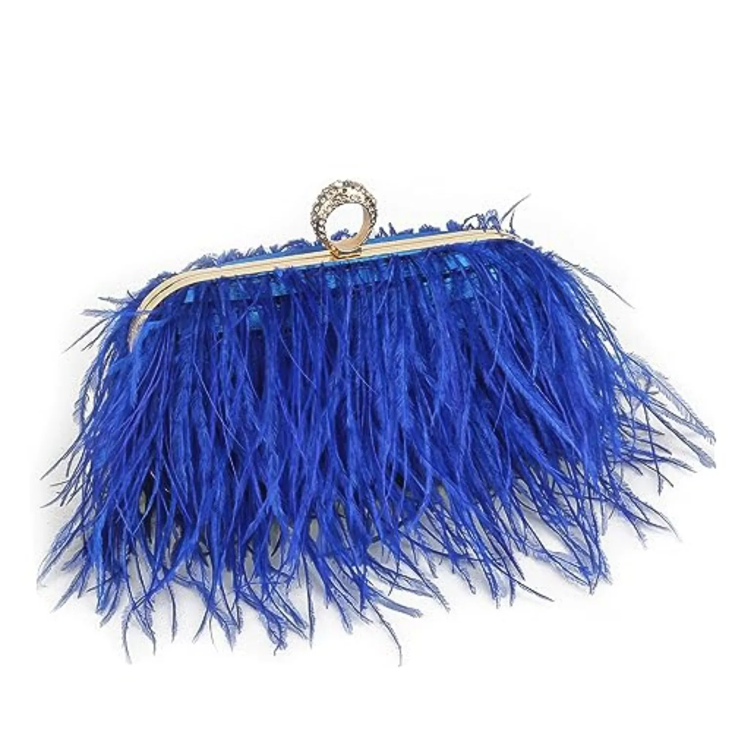 Natural Ostrich Feather Clutch Bag