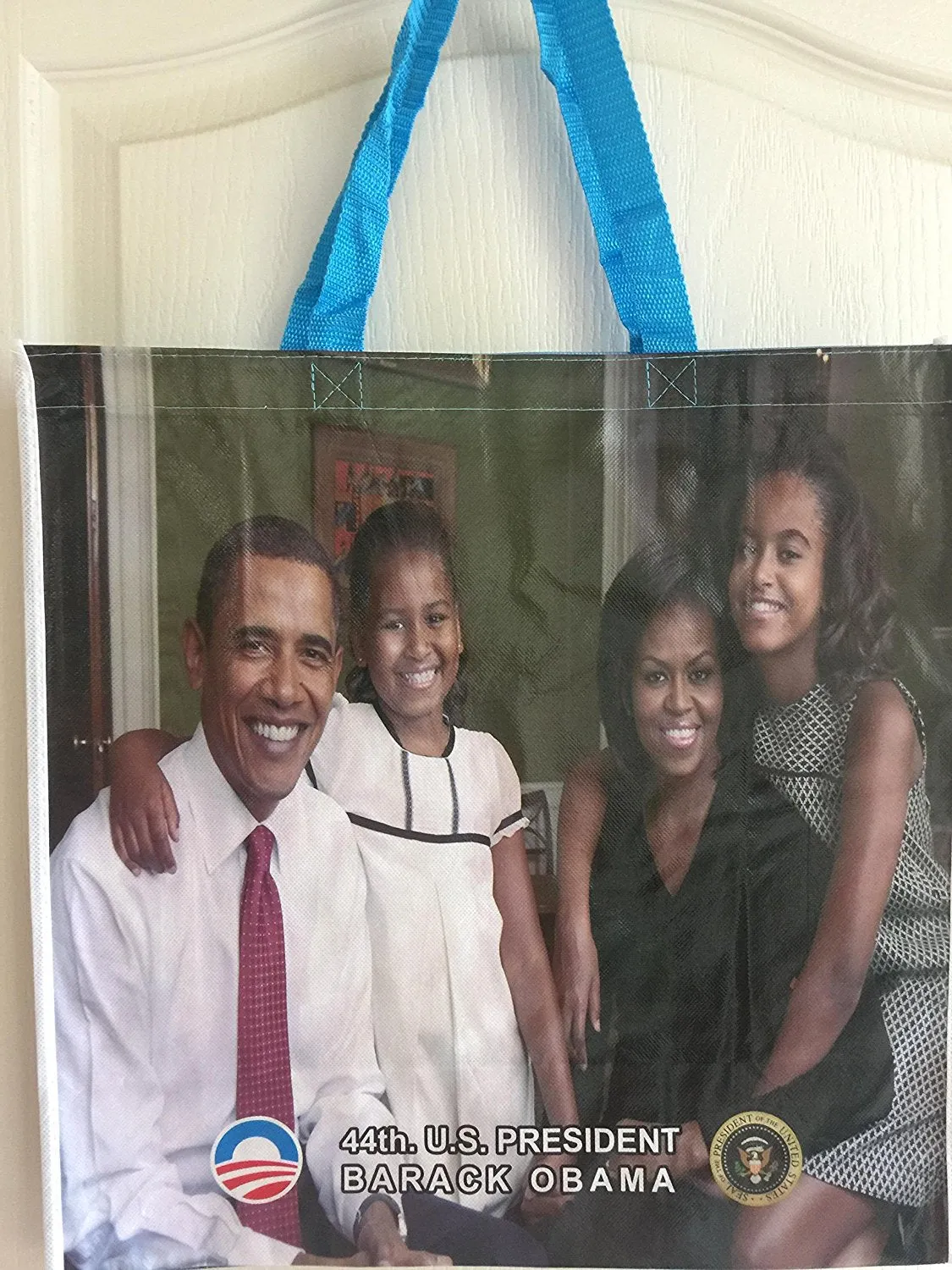 New Obama- "The First Family /African American Museum commemorative " 18 x 18 Extra Large Full Color Glossy - Shopping Bag / 4 Sided