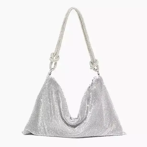 Night Time Sparkly Slouchy Knotted Shoulder Bag