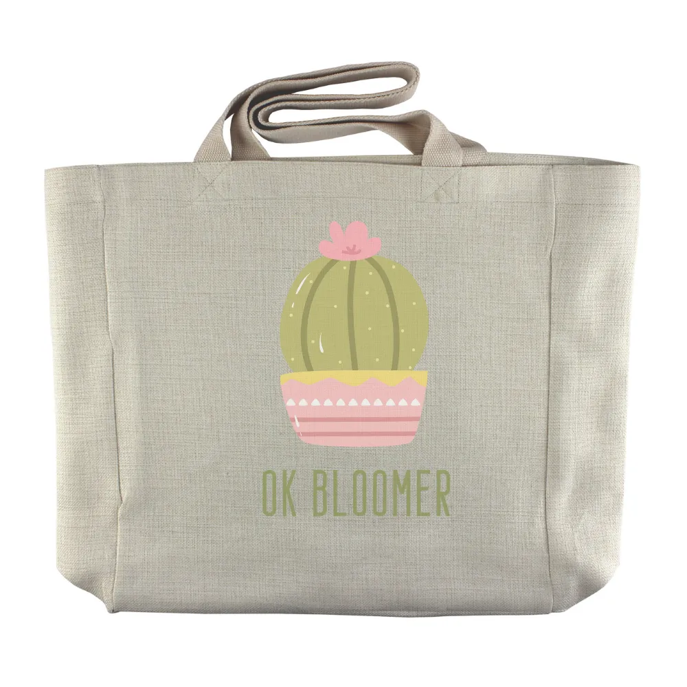 OK Bloomer | Cactus Themed Reusable  Grocery Tote