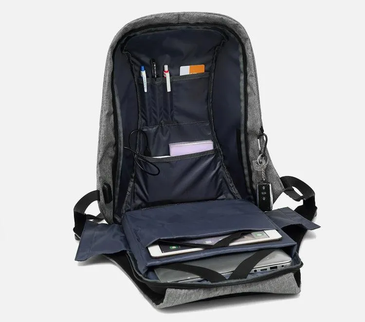 Oxford Waterproof Business and Laptop Smart Backpack- Black