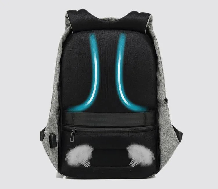 Oxford Waterproof Business and Laptop Smart Backpack- Black