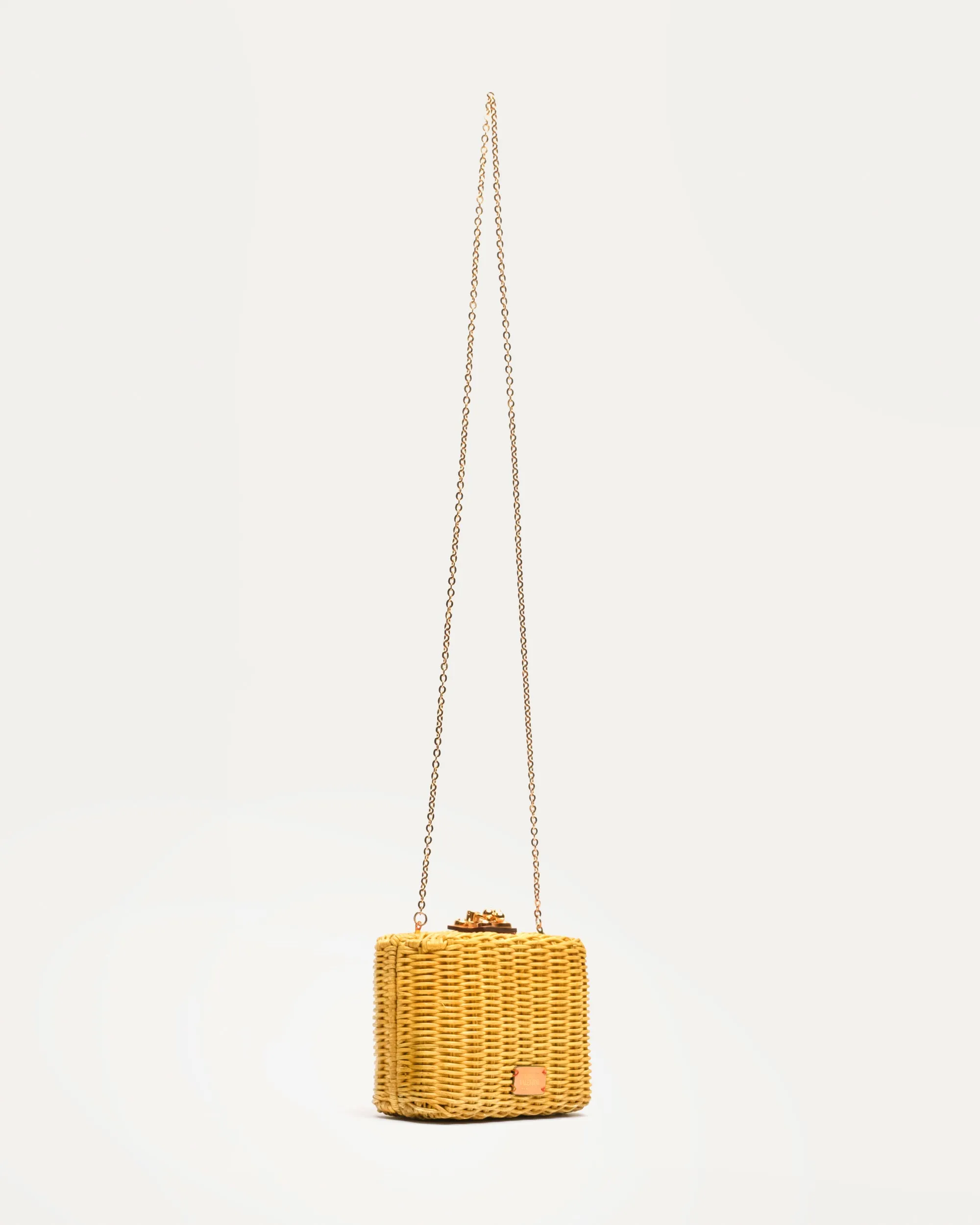 Paige Wicker Box Clutch Canary