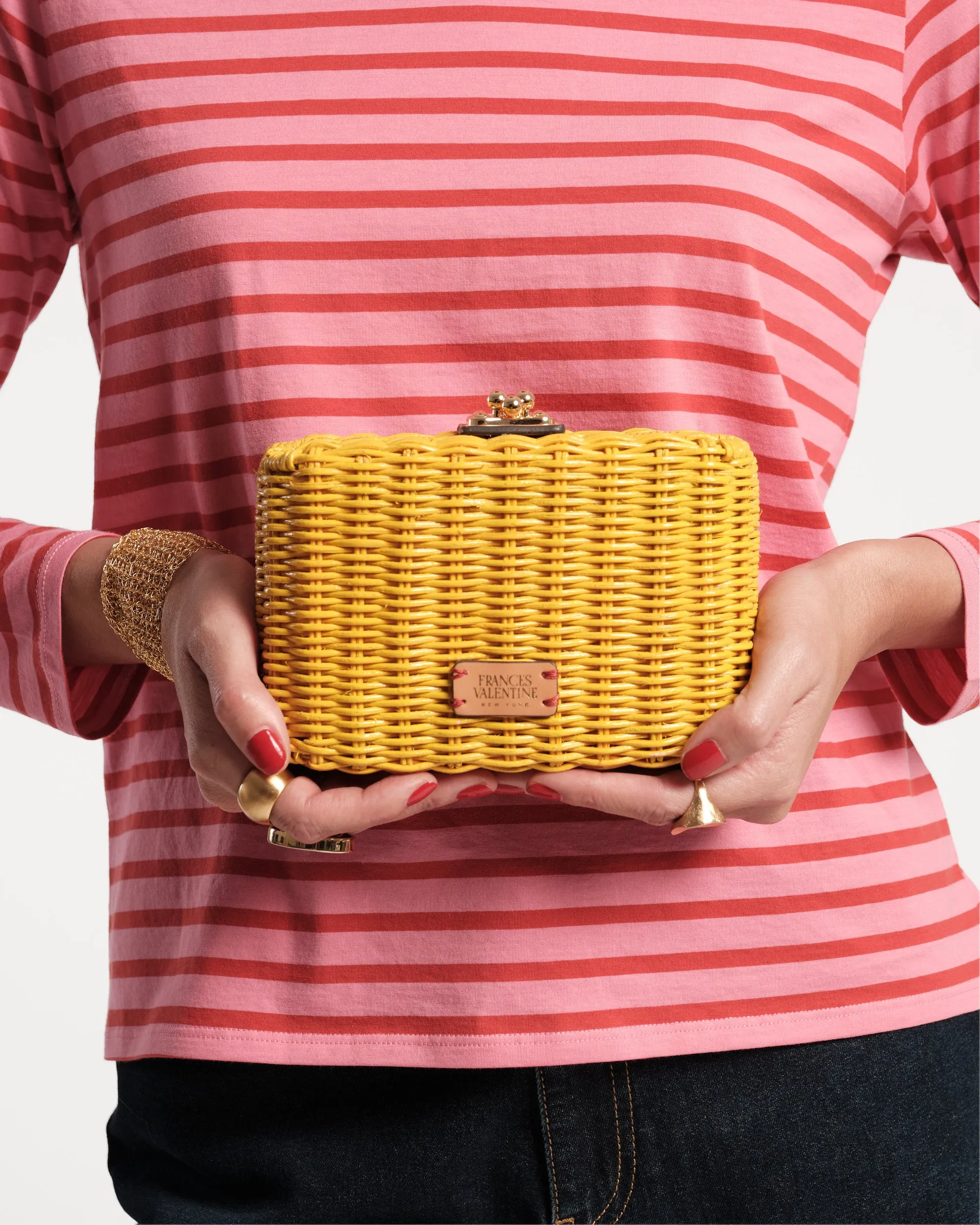 Paige Wicker Box Clutch Canary