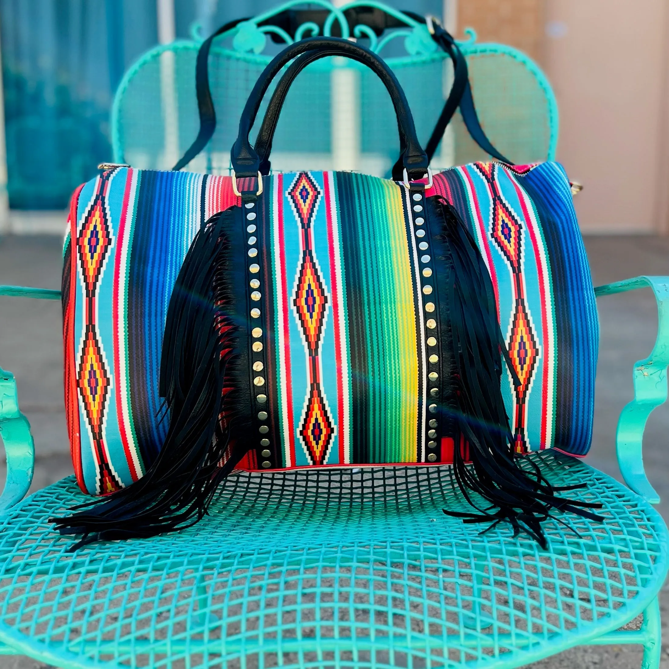 Painted Warrior Large Serape/Aztec Duffle Bag*