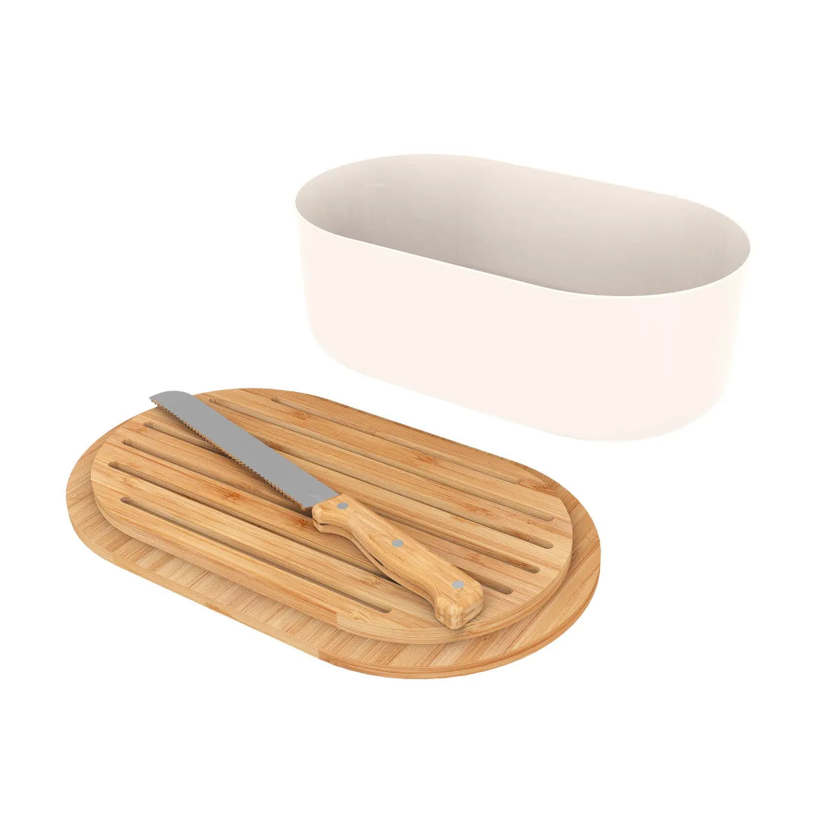 Pebbly Bread Box with Knife Cream