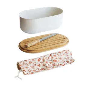 Pebbly Bread Box with Knife Cream