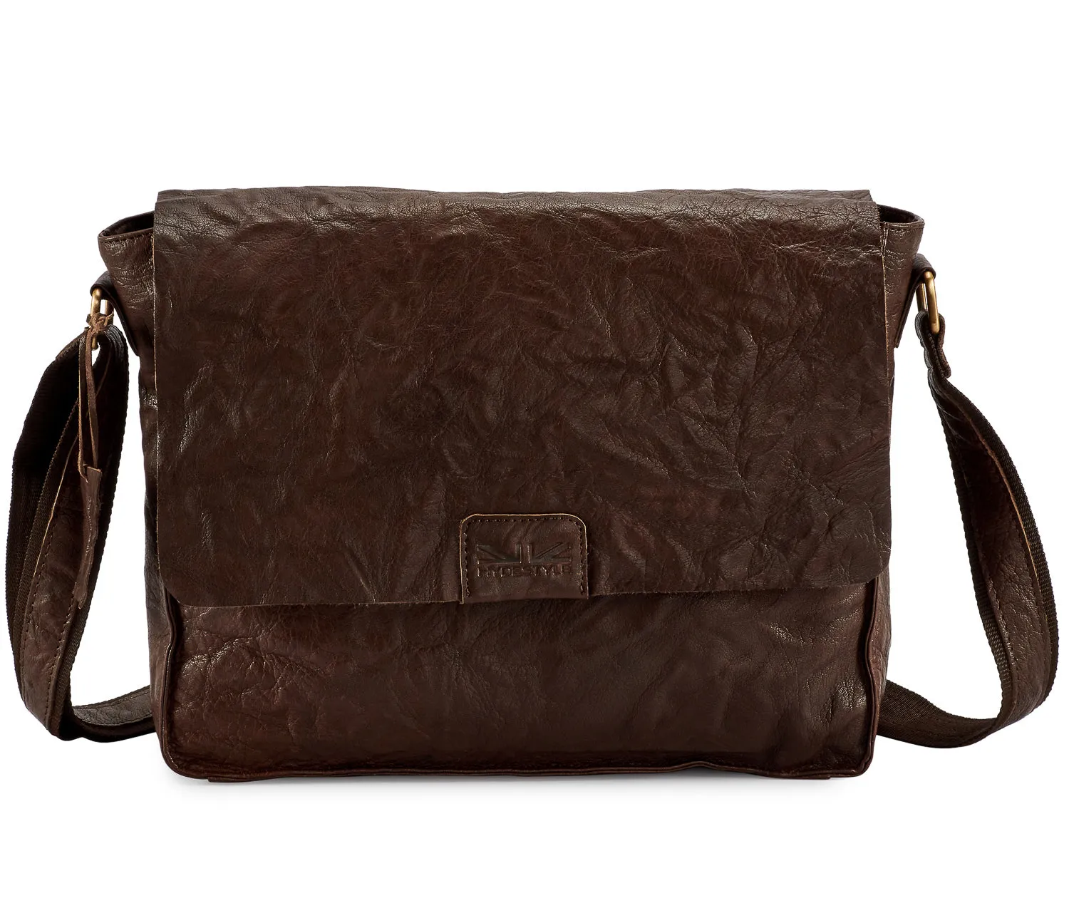 Pello Brown washed leather man-bag  #UM103 - Large