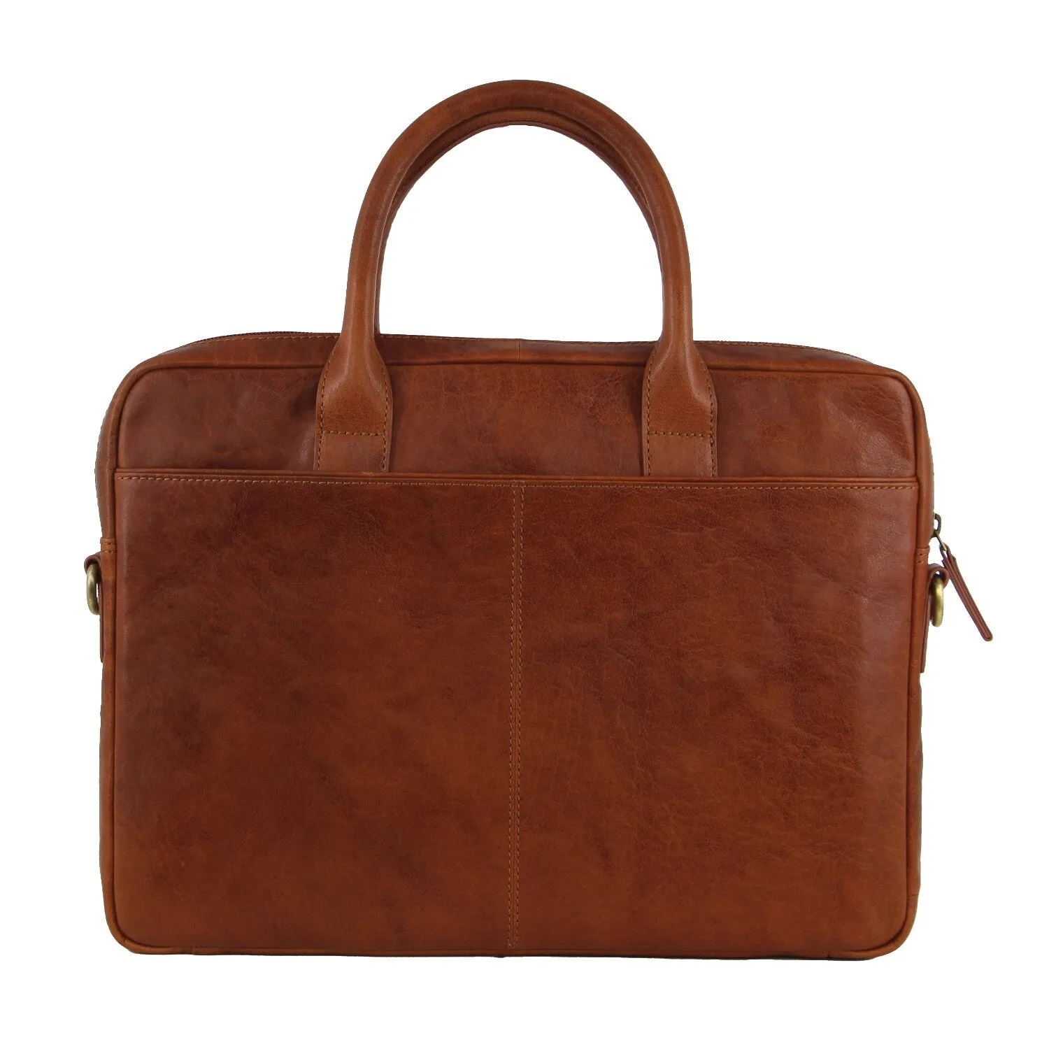 Pierre Cardin Leather Multi-Handle 15" Laptop Bag (Tan)