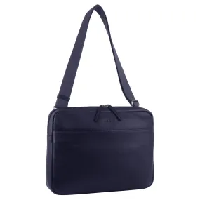 Pierre Cardin Mens Leather 13" Laptop Computer Bag (Navy)